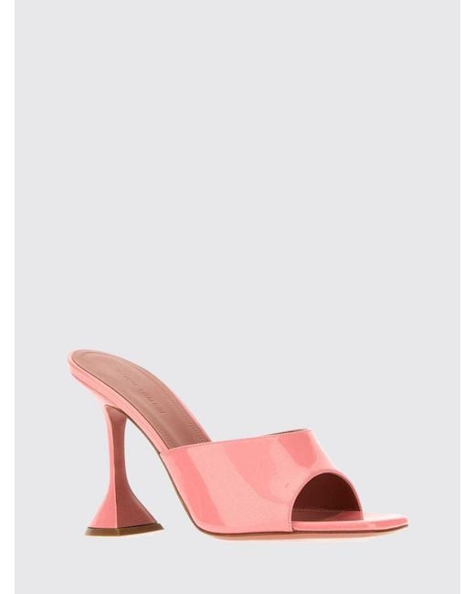 AMINA MUADDI Pink Lupita Croc-Print Leather Mules