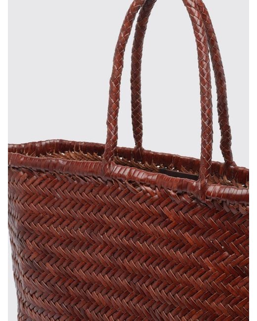 Dragon Diffusion Brown Woven Leather Handbag With Double Handle