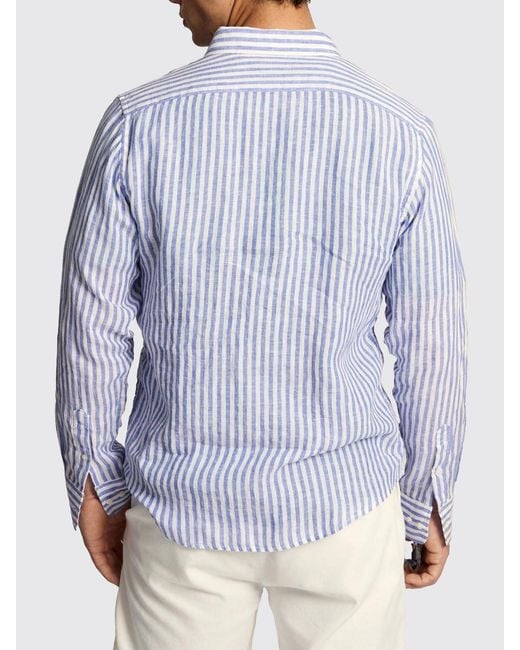 La Martina Blue Striped Linen Shirt for men