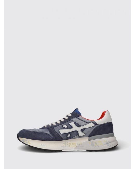 Premiata Blue Mick Suede And Nylon Sneakers for men