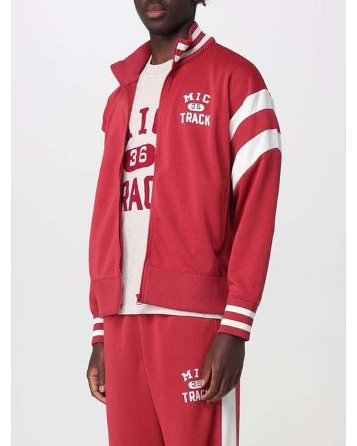Champion Red Time Capsule Two-Tone Striped Acetate Track Jacket With High Neck for men