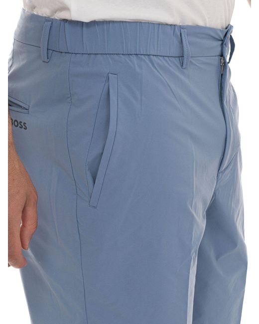 Boss Blue Mid-Rise Jersey Chino Shorts With Slash Pockets for men