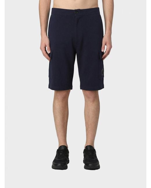 Brunello Cucinelli Blue Cotton And Cashmere Cargo Shorts for men