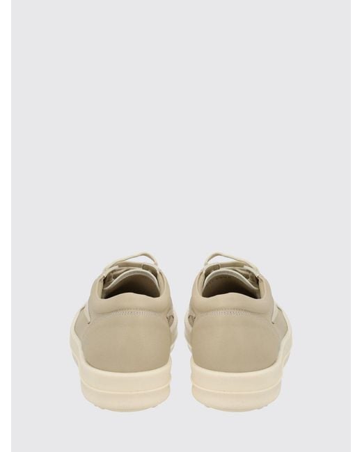 Rick Owens Natural Bicolor Leather And Suede Low-Top Sneakers With Padded Ankle