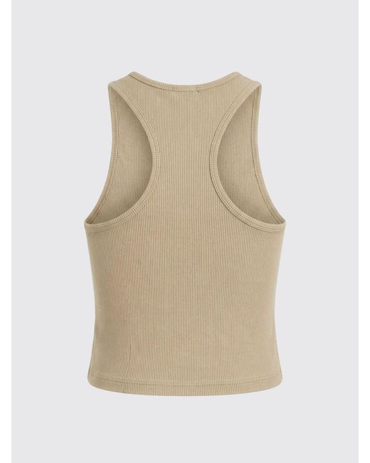Dickies Blue Slim Fit Sleeveless Ribbed Cotton Top With Applied Logo