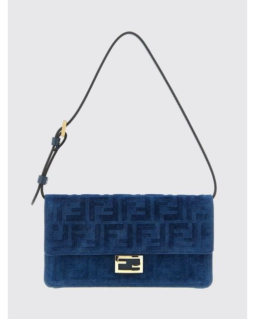 Fendi Blue Baguette Wallet On Chain Bag