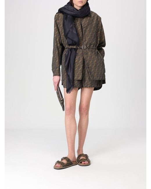 Fendi Gray Ff Jacquard Cotton And Leather Overshirt