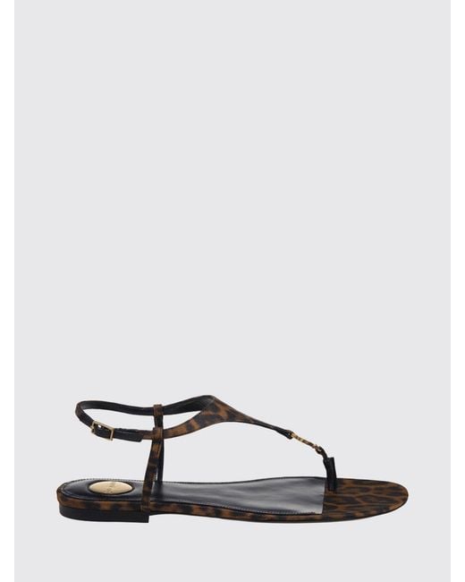 Saint Laurent Black Cassandra Animal Print Viscose Sandals
