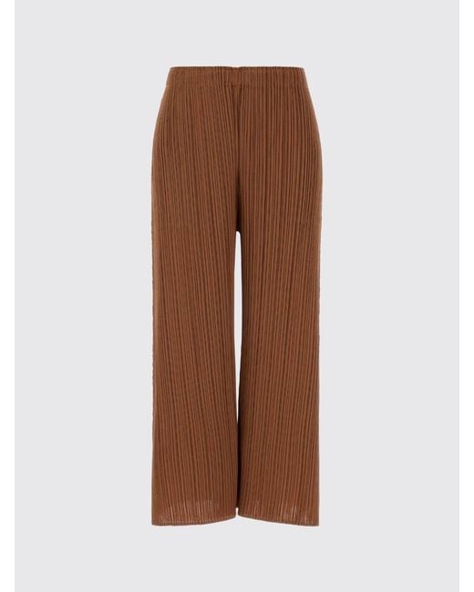 Pleats Please Issey Miyake Brown Cropped Pleated Crêpe Trousers