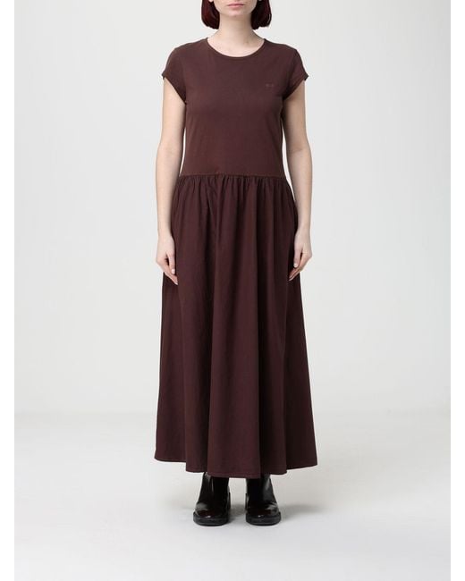 Sun 68 Brown Cotton Midi Dress