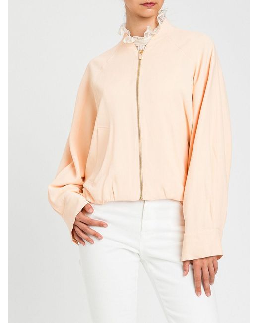 Twinset White Stretch Viscose Bomber Jacket