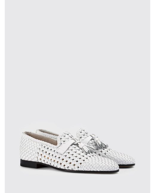 Doucal's White Woven Leather Loafers