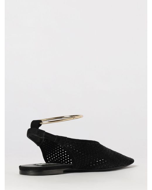 Jil Sander White Perforated Suede Slingback Ballet Flats
