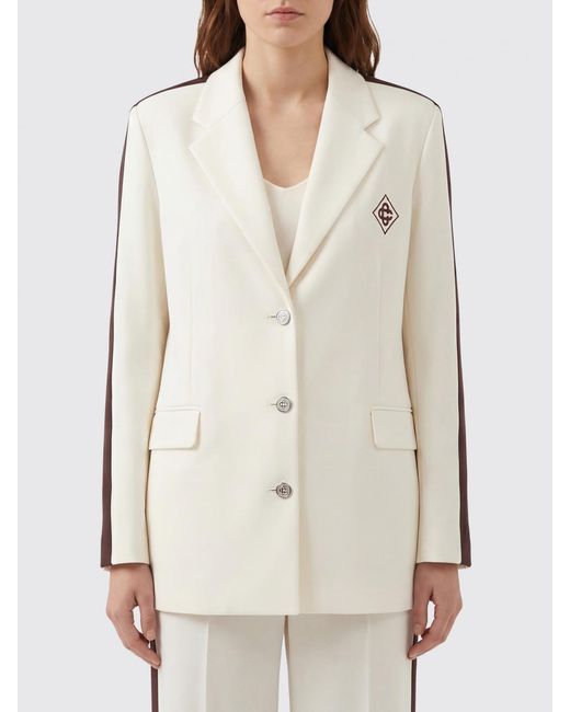 Casablanca Natural Single-Breasted Blazer With Logo