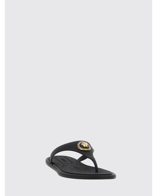 Versace Black La Medusa Rubber Flip Flops