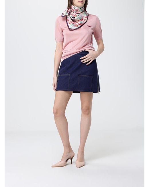 Fendi Red Viscose Polo Shirt With Logo