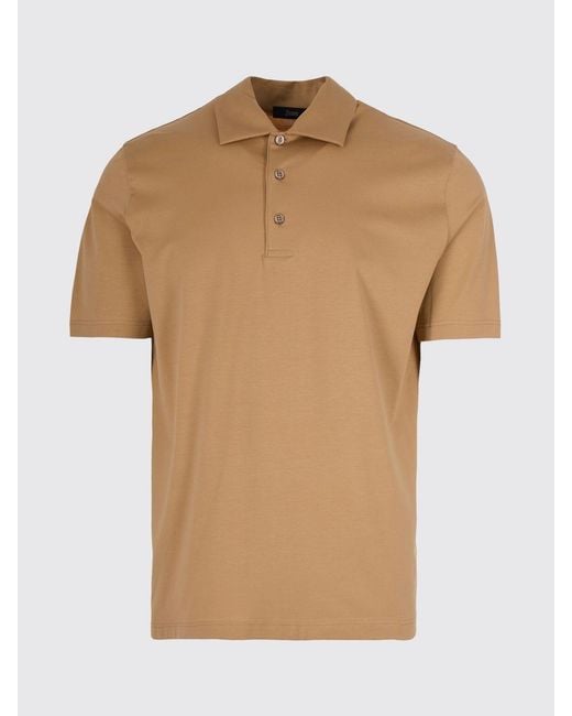 Herno Natural Short-Sleeved Cotton Polo Shirt With Classic Three-Button Collar for men