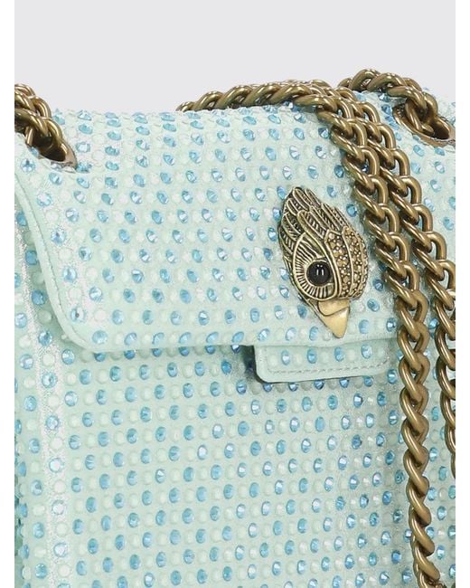 Kurt Geiger Green Kensington Chenille Bag With Rhinestones