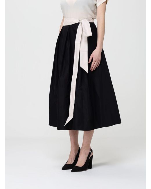 Max Mara Black Baschi Cotton Blend Twill Midi Skirt