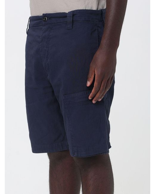 C P Company Blue Cotton And Linen Cargo Shorts for men