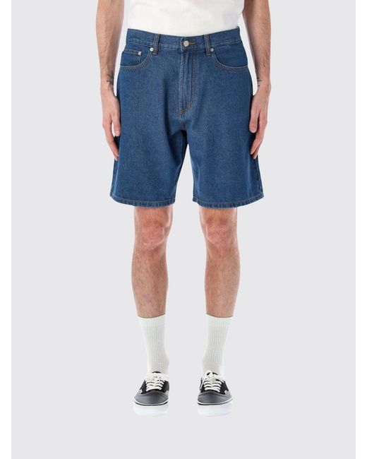 Obey Blue Cotton Denim Shorts for men