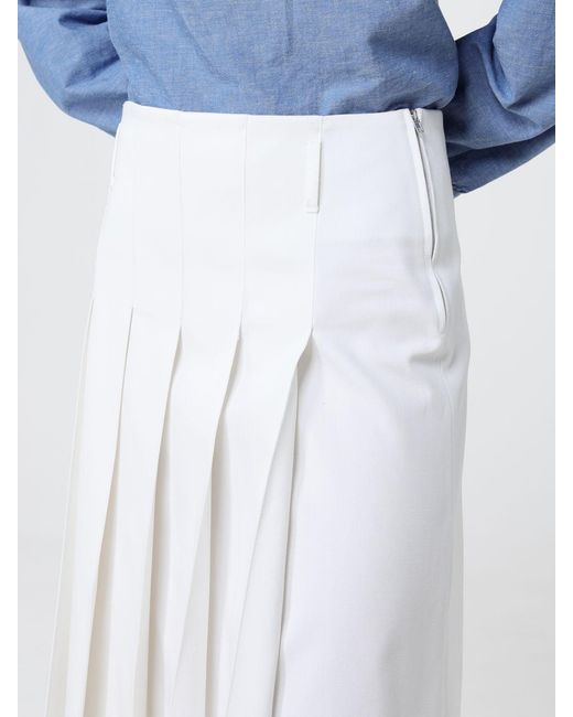 A.P.C. White Organic Cotton Pleated Skirt