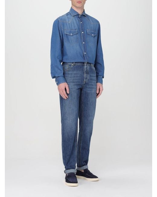 Brunello Cucinelli Blue Shirt for men