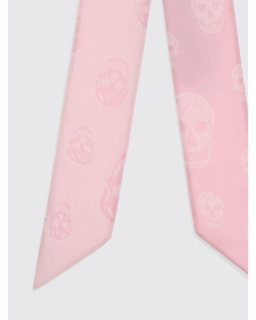 McQueen Pink Skull Print Pure Silk Bandeau