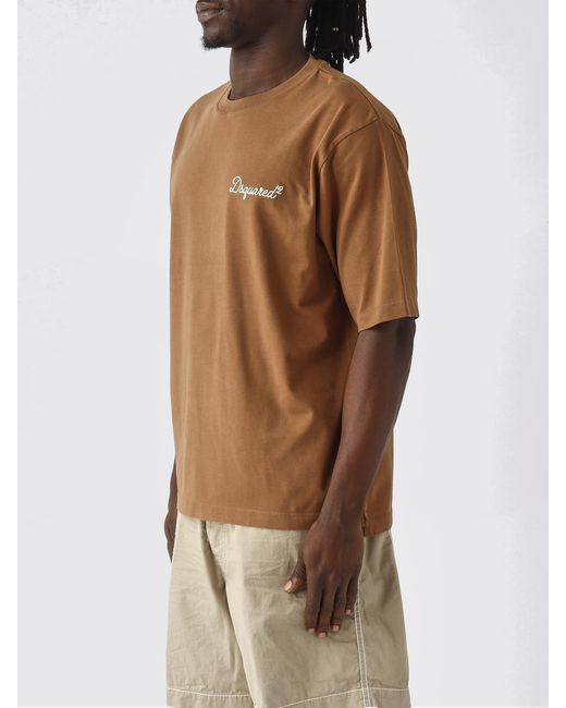DSquared² Brown Cotton T-Shirt With Logo for men