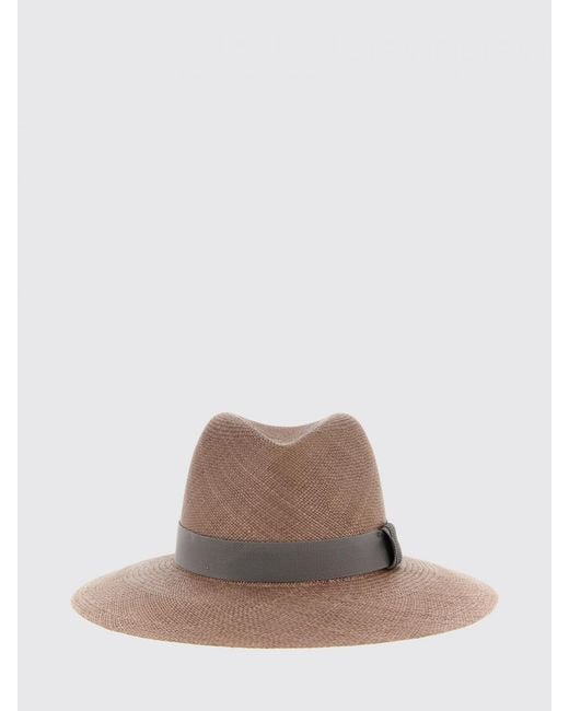 Brunello Cucinelli Brown Raffia Hat With Ribbon