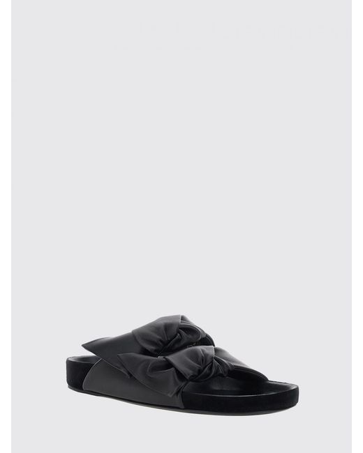 Isabel Marant White Lennyo Leather Flat Sandals With Decorative Knot
