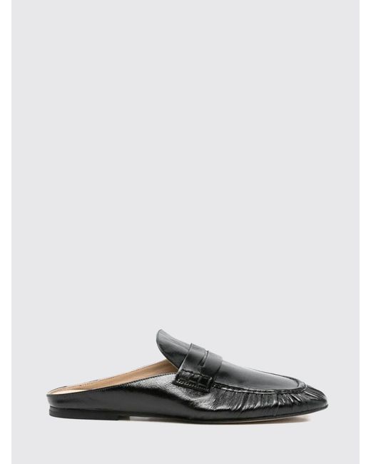 Alysi Black Ruched Leather Mules