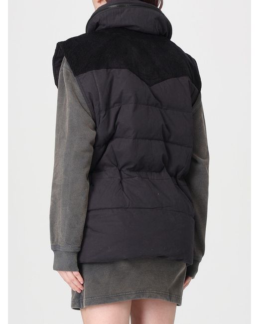 Isabel Marant Black Cotton And Technical Fabric Hooded Vest