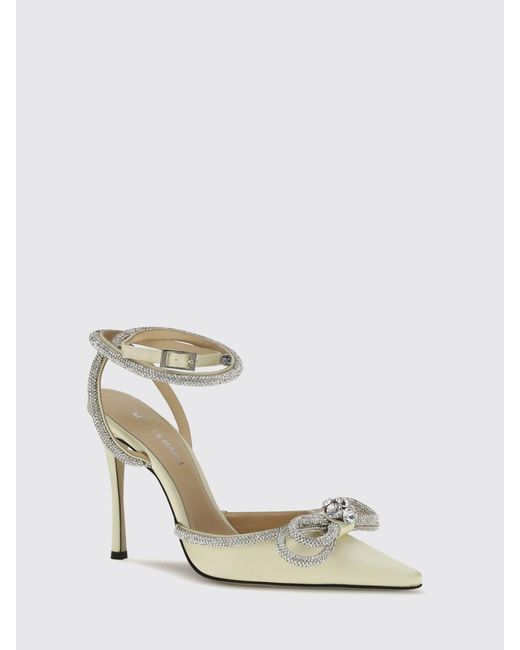 Mach & Mach White Satin Pumps With Rhinestones