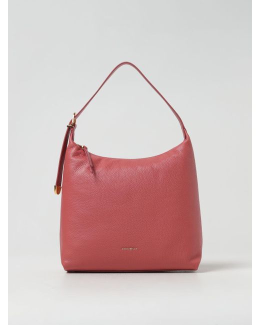 Coccinelle Red Gleen Bag In Grained Leather