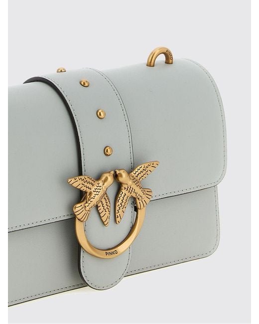 Pinko Gray Love One Mini Leather Bag