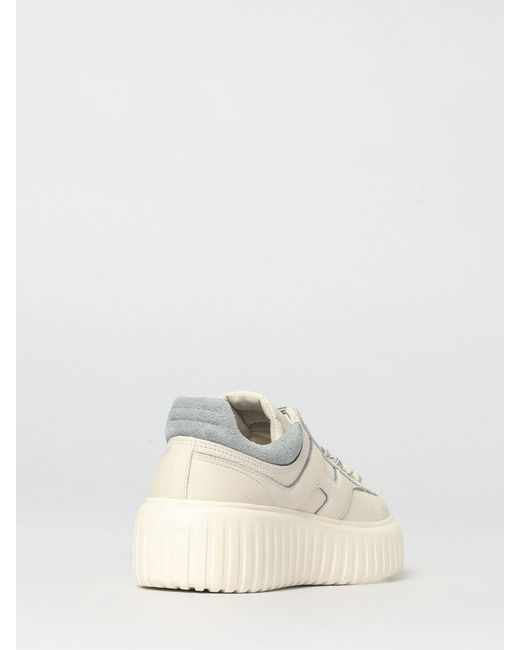 Hogan Natural H-Stripes Hammered Leather Sneakers