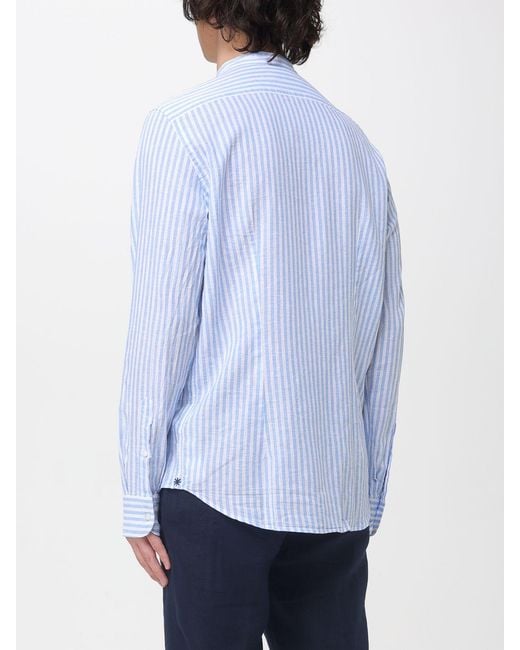 Manuel Ritz Blue Linen And Cotton Casual Shirt for men