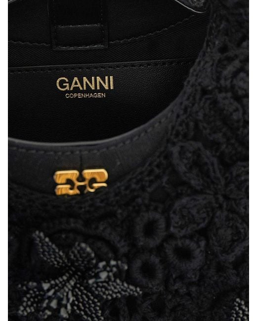 Ganni Black Crochet Handbag