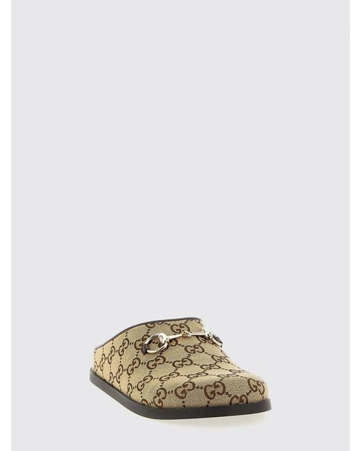 Gucci Natural Gg Jacquard Monogram Canvas Sabot