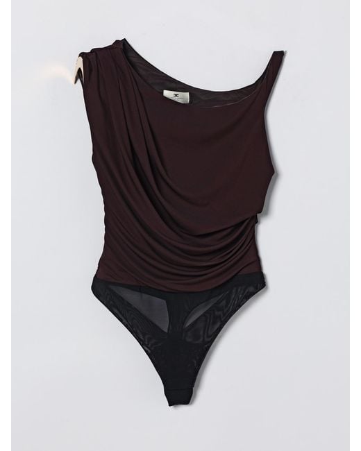 Elisabetta Franchi Purple Draped Bodysuit