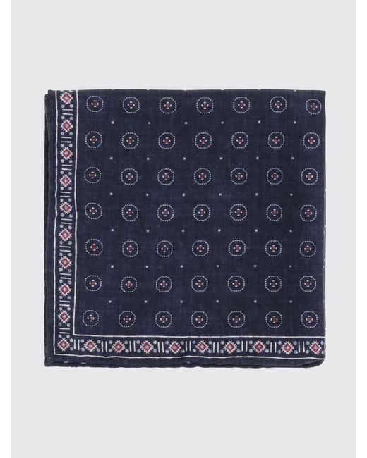 Brunello Cucinelli Blue Geometric Pattern Silk Pochette for men