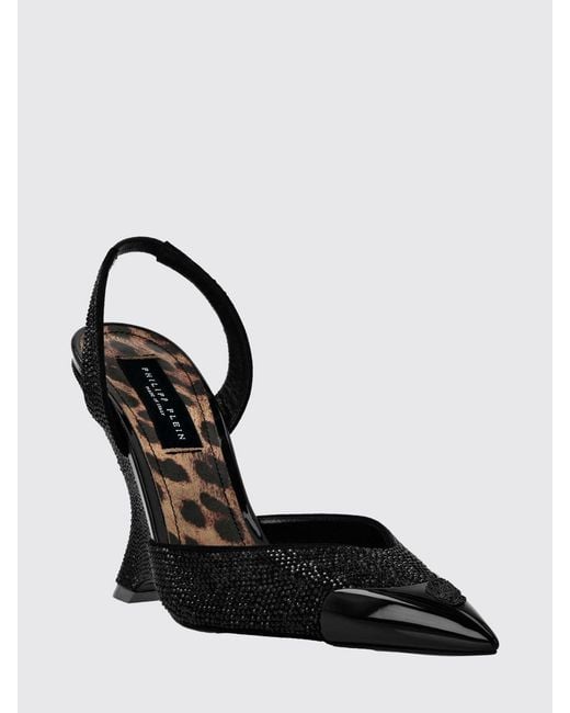 Philipp Plein White Crystal-Embellished Suede Slingback Pumps With A High Heel