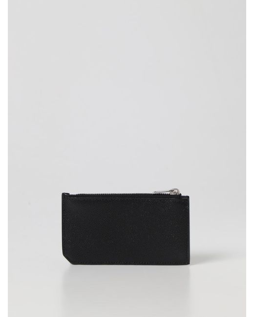 Saint Laurent Black Grain De Poudre Leather Credit Card Holder for men