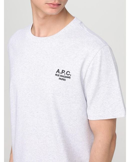 A.P.C. White Cotton T-Shirt With Logo for men