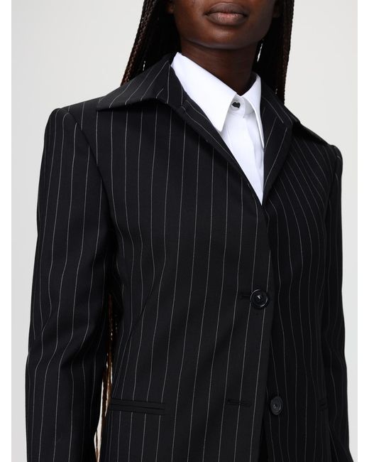 Sportmax Blue Pinstriped Virgin Wool Blazer