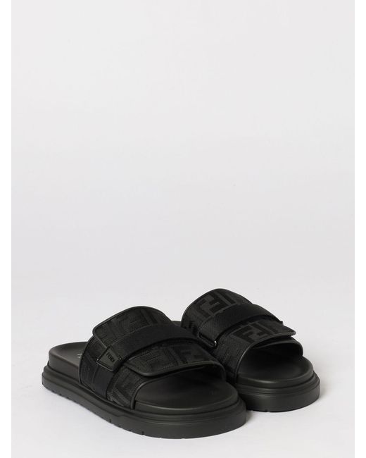 Fendi Black Chunky Sliders for men