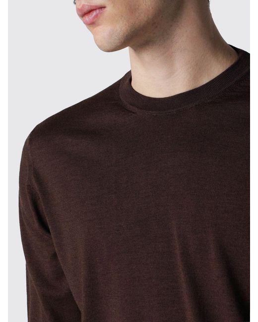 Drumohr Brown Virgin Wool Crew Neck Sweater for men