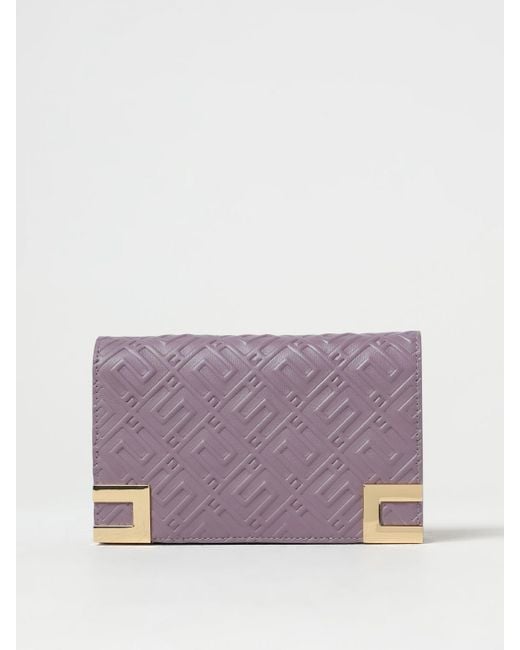 Borsa wallet in pelle sintetica con monogram di Elisabetta Franchi in Purple