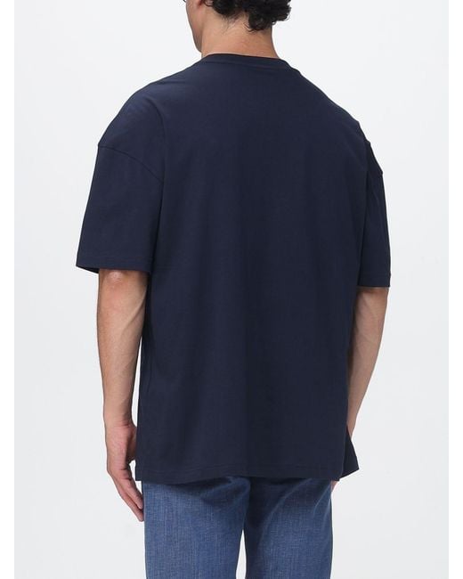EA7 Blue Cotton Crew-Neck T-Shirt With Logo for men